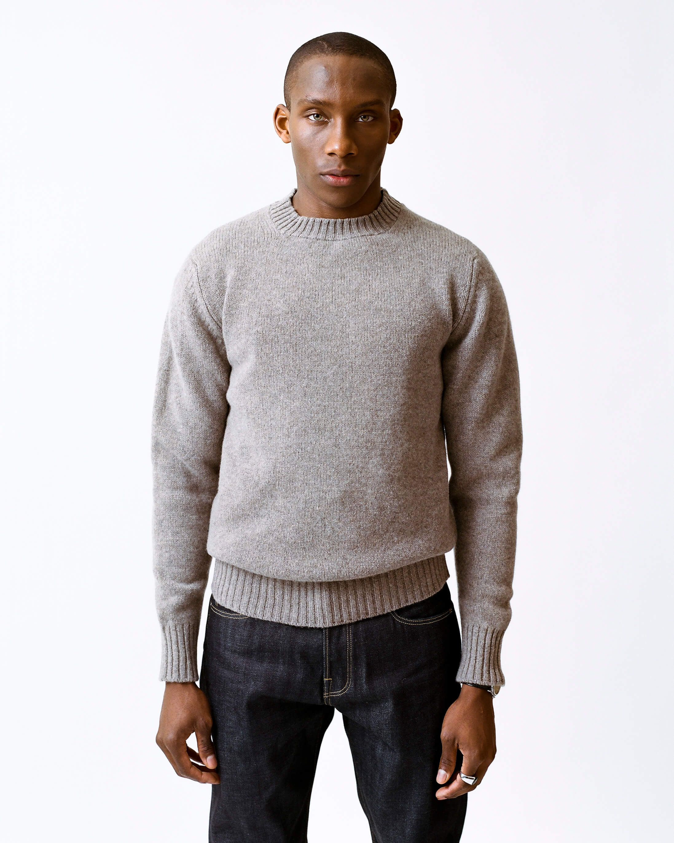 Mens grey crew outlet neck jumper